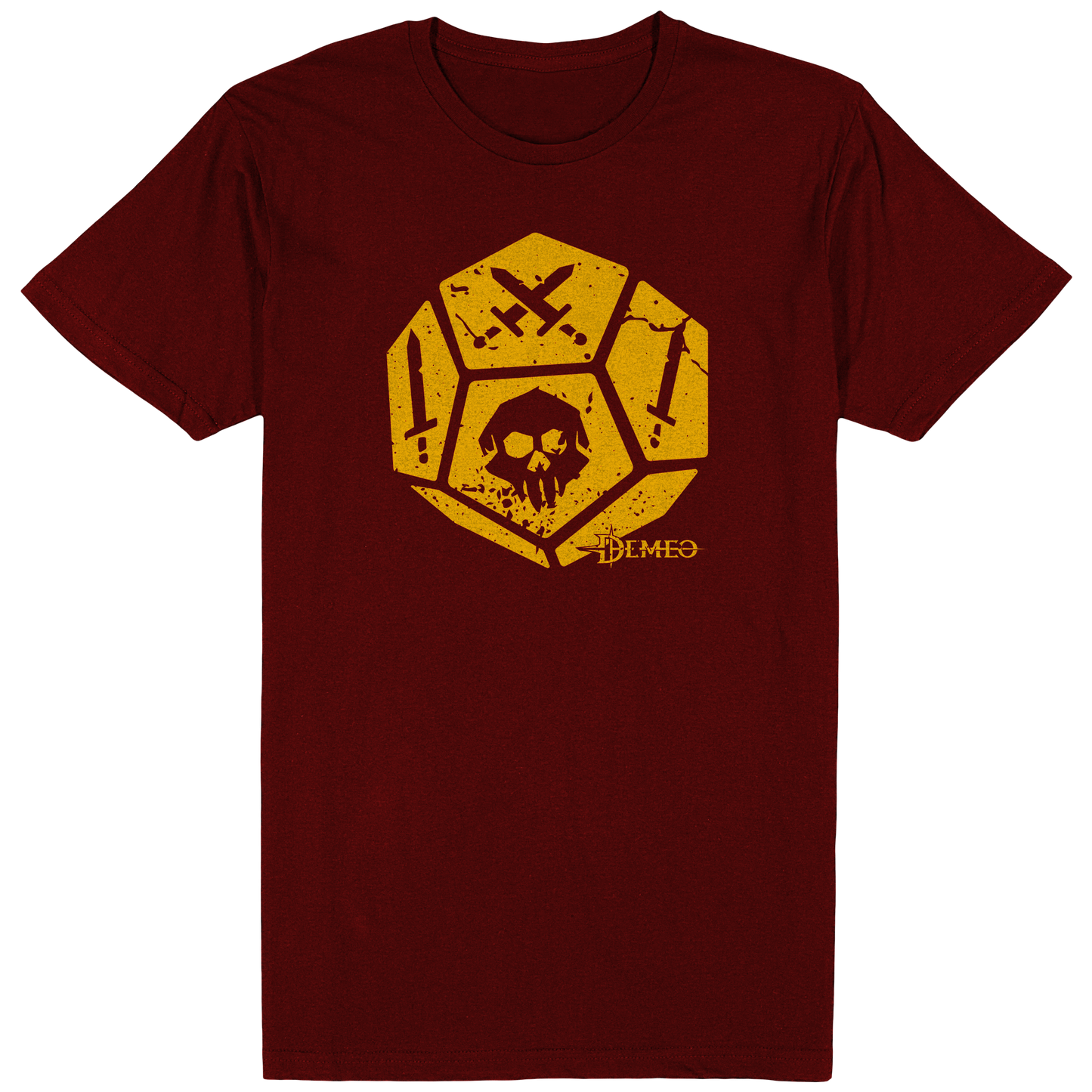 Demeo Dice Tee - Yellow/Maroon