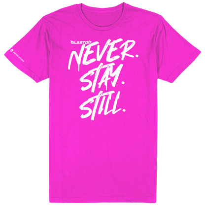 Blaston Never. Stay. Still. Tee - White/Pink